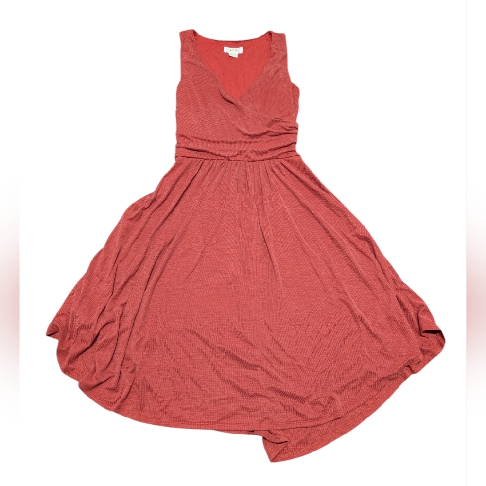 Maeve Anthropologie Nora Textured Wrap Dress Red/Orange Women's XS - Picture 2 of 8